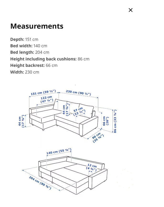 IKEA FRIHETEN L shape sofa bed